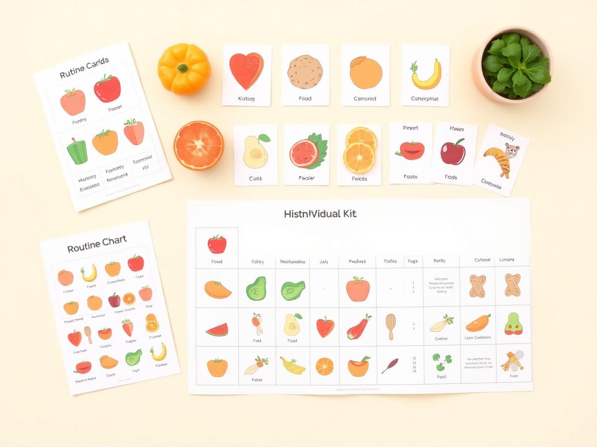 Kit visual imprimível para introdução alimentar TEA